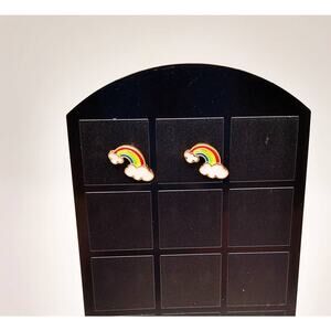 Stainless Steel Rainbow Stud Earrings Dainty Colorful Post